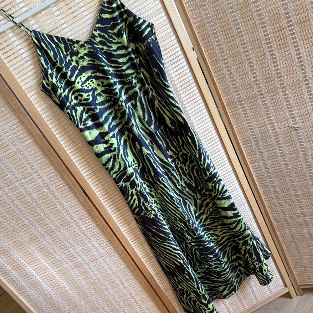 Green and Black Animal Print Dress